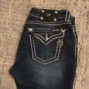 Miss Me Blue Boot Cut Jeans with Signature Stitching
